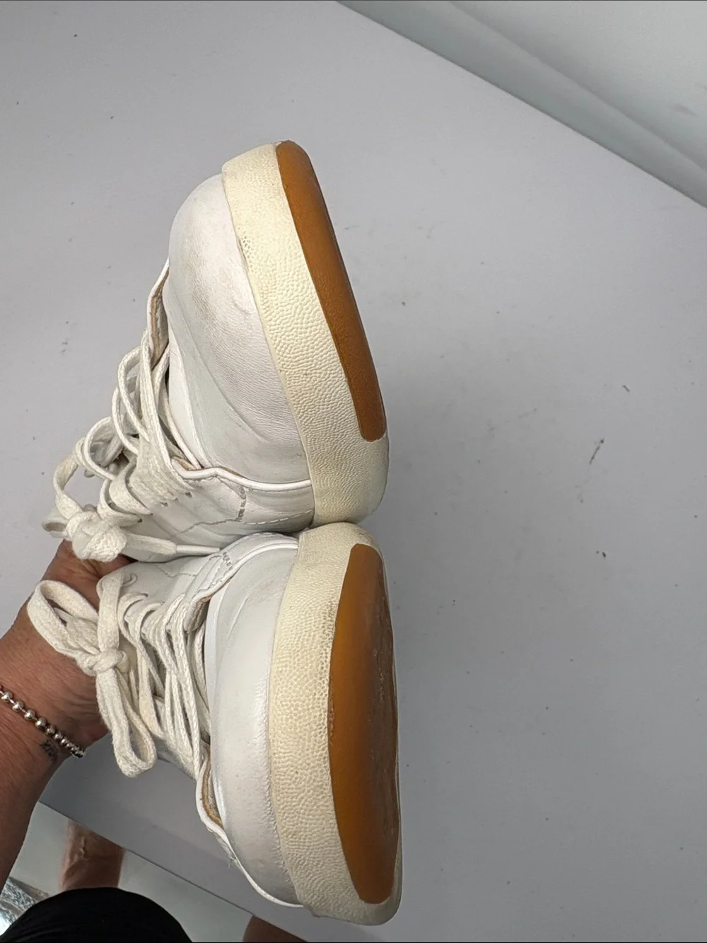 📪 Cole Haan grandPro White Leather Sneakers with tan heels